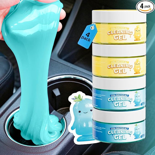 COLORCORAL 4 Pack Car Cleaning Gel Reusable Auto Slime Cars Cleaner Dust by ColorCoral