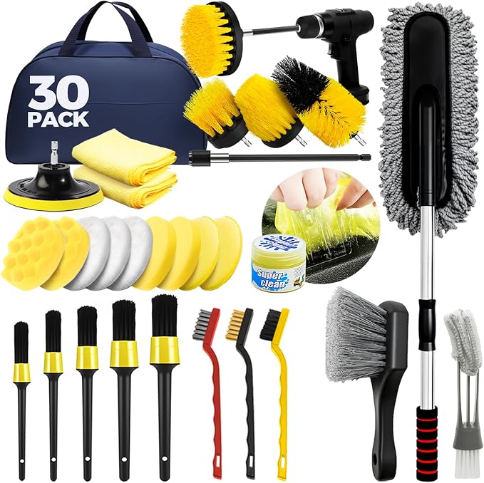 30Pcs Car Detailing Kit, Car Detailing Brush Set, Car Wash Cleaning Kit by ALFLOD