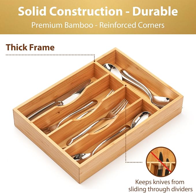 Umilife Kitchen Drawer Organizer, 10 Inch Silverware Utensil Tray Holder - Image 4