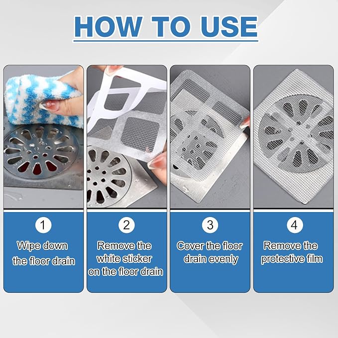 50Pcs Disposable Hair Drain Stickers, Shower Drain Hair Catcher Mesh Stickers - Image 7