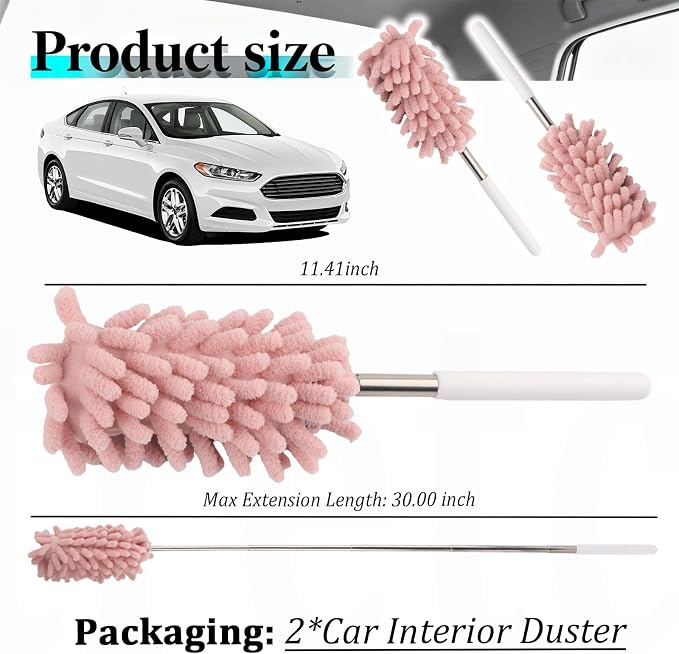 2PCS Car Duster Interior with Bendable Head & Retractable Extension Pole - Image 2