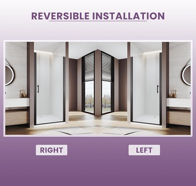 Glass Shower Door 35.5-37" W x 72" H, UCALAFEE Frameless Pivot Shower Door - Image 8