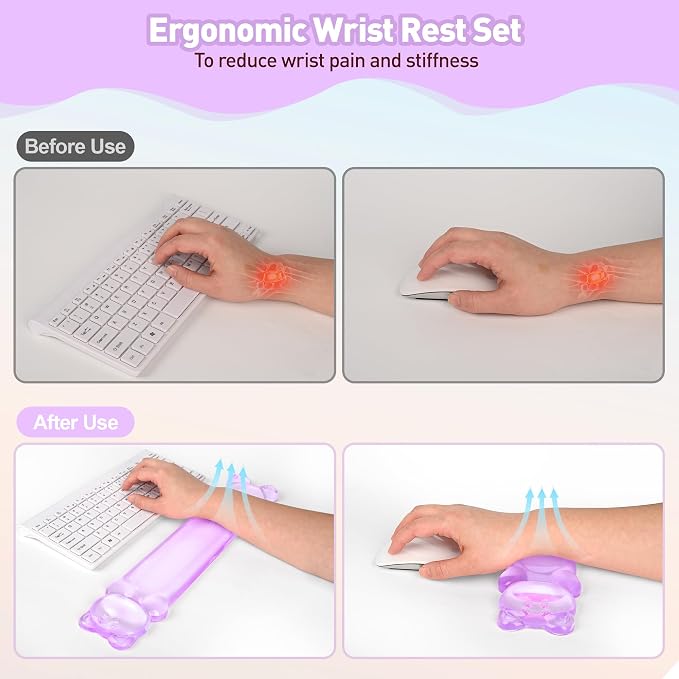 Gel Keyboard and Mouse Wrist Rest Set – Clear Wrist Rest - Image 4