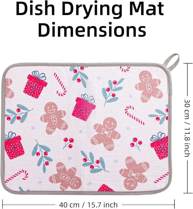 Festive Dish Drying Mat 2 Pack by JM.JEEMI, Versatile Dish Mat Drying Kitchen - Image 6