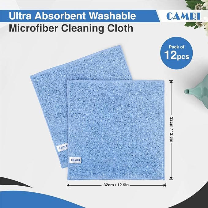 CAMRI Microfiber Towel Cleaning Cloth – Pack of 12, Size 12.6” x 12.6” - Image 2