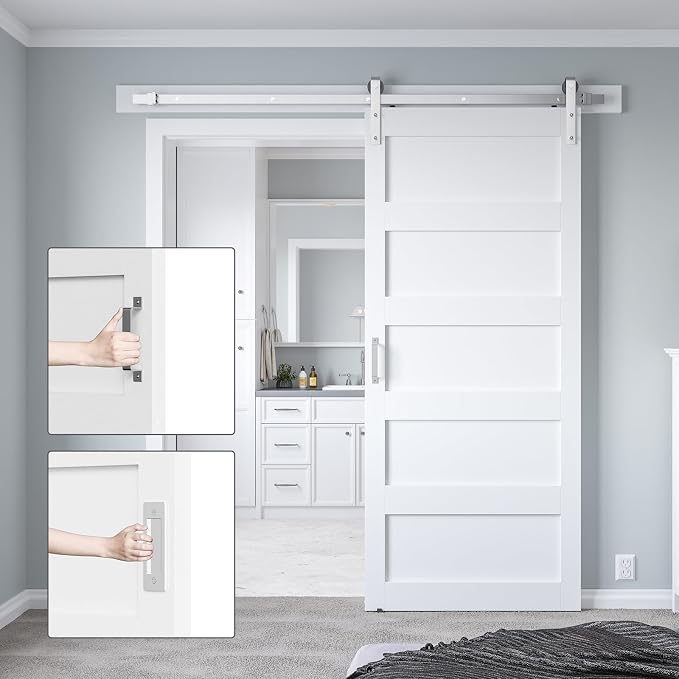 38in x 84in White Sliding Barn Door - Image 3