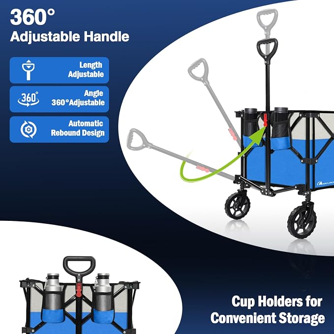 Moon Lence Collapsible Folding Wagon Cart Heavy Duty Folding Garden Portable - Image 3