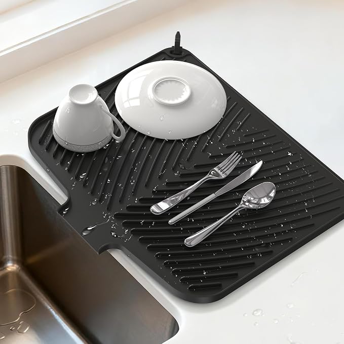 Belife Dish Drying Mat for Kitchen Counter, Silicone Dish Drainers Pad by Belife