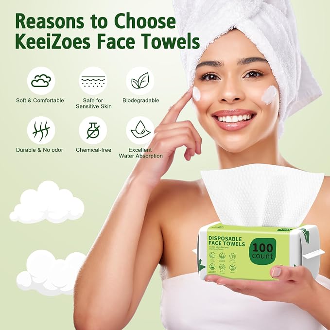 Disposable Face Towels 600 Count, Biodegradable Ultra Soft & Thick Facial Towels - Image 5