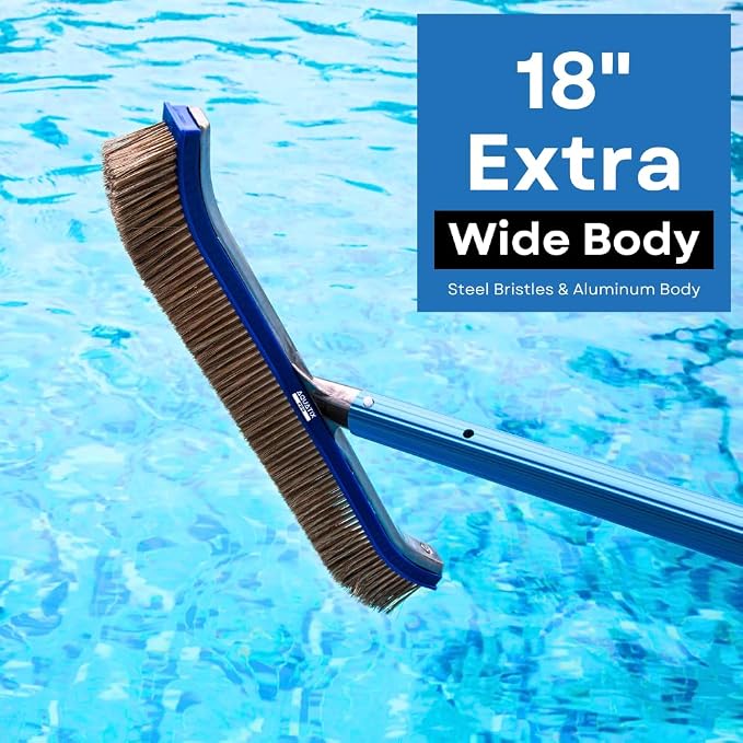 Aquatix Pro Pool Brush Head, Stainless Steel Bristles, Reinforced Aluminum Back - Image 2