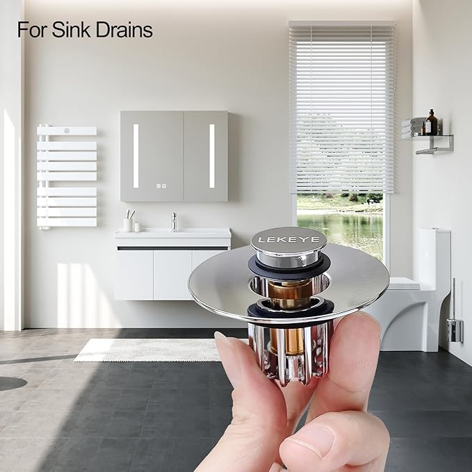 LEKEYE Bathroom Sink Stopper | Shower Drain Hair Catcher | Pop-up Sink Drain - Image 4