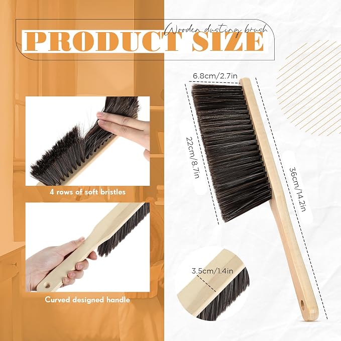 Tioncy 16 Pieces Wooden Dust Brush Bulk Hand Broom Bench Soft Bristle Cleaning - Image 2