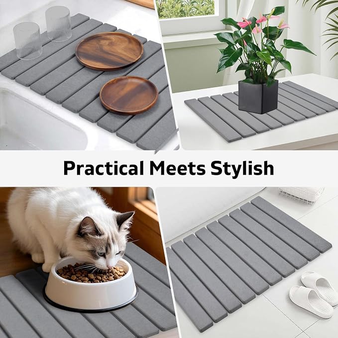 Stone Dish Drying Mat for Kitchen Counter – Collapsible 24"×16 Super Absorbent - Image 7