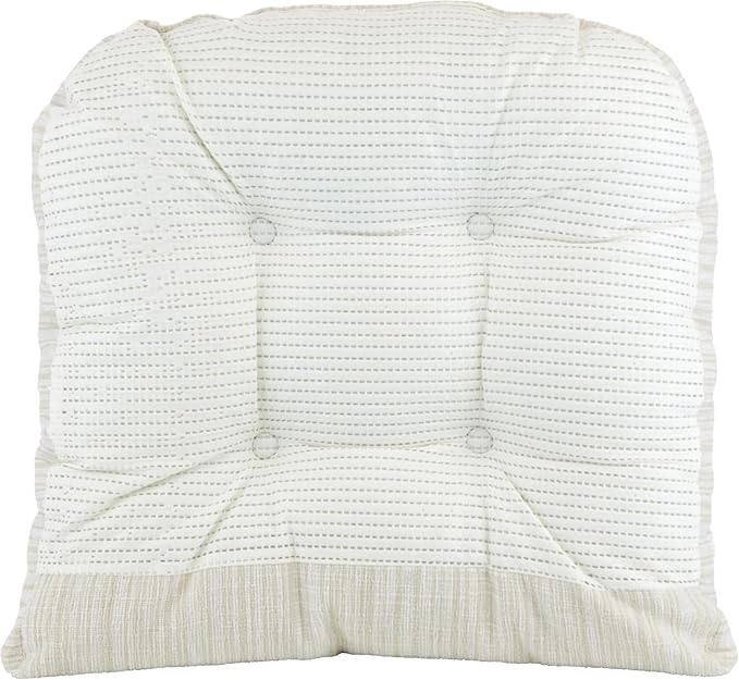 Klear Vu Gripper Overstuffed Universal Non-Slip Dining Chair Cushions for Kitchen Decor or Office Use, U-Shaped Skid-Proof Seat Pad, 17x17 Inches, 2 Count (Pack of 1), Chenille Cream