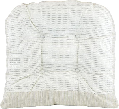 Klear Vu Gripper Overstuffed Universal Non-Slip Dining Chair Cushions for Kitchen Decor or Office Use, U-Shaped Skid-Proof Seat Pad, 17x17 Inches, 2 Count (Pack of 1), Chenille Cream