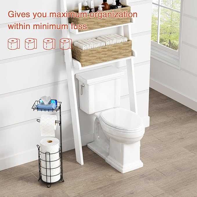 Matte Black Free Standing Toilet Paper Holder Stand - Image 3