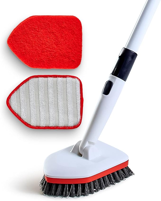 Shower Scrubber 3 in 1 Extendable Long Handle 58" Cleaning Brush by MOKUHOME