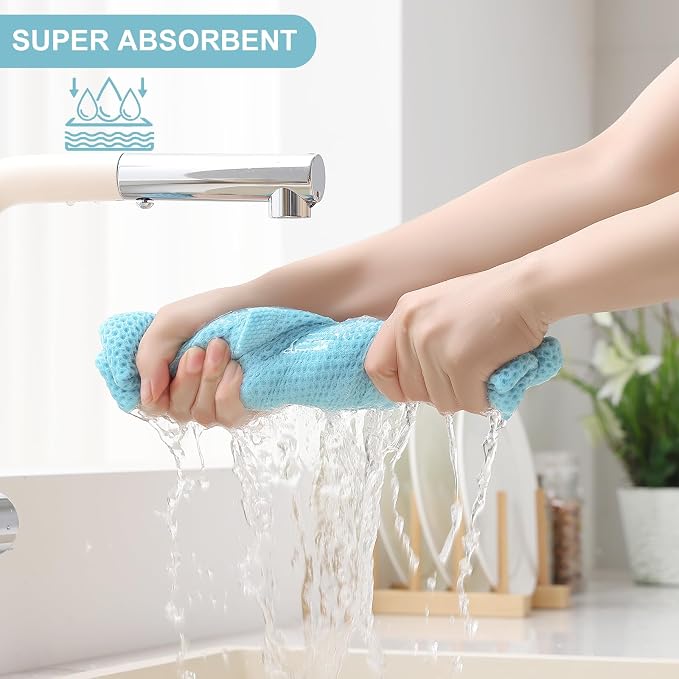 Homaxy 100% Cotton Kitchen Towels and Dishcloths Set, 12 x 12 Inches and 13 x - Image 3