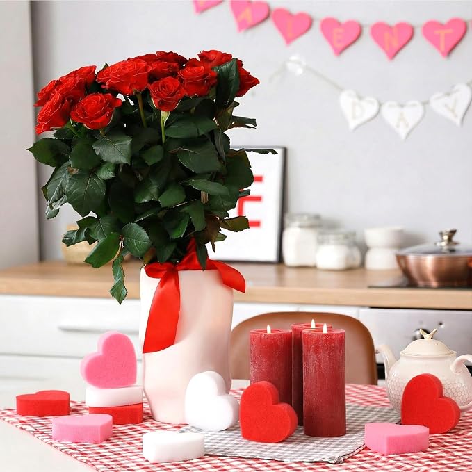 Tioncy 12 Pack Pink Heart Kitchen Sponges Bulk Dual Sided Valentine Scrubber - Image 5