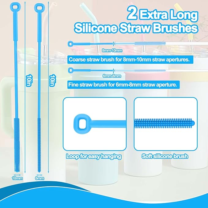 XANGNIER Silicone Straw Cleaner Brush, Straw Cover - Image 3