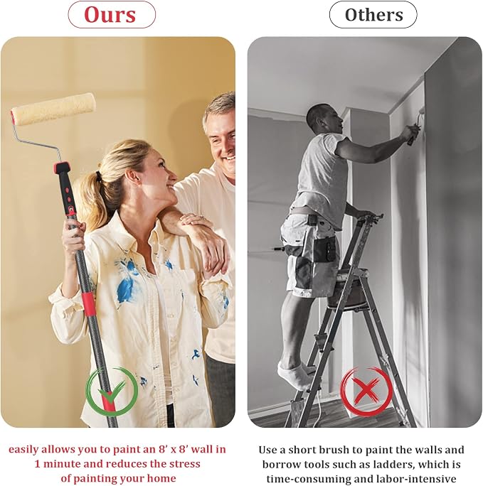 Paint Roller extension pole, 48in Brush kit Multi-Function Paint Roller kit - Image 5