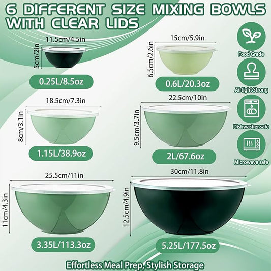 LemonRoad 6 Pcs Plastic Mixing Bowl Set - Image 2