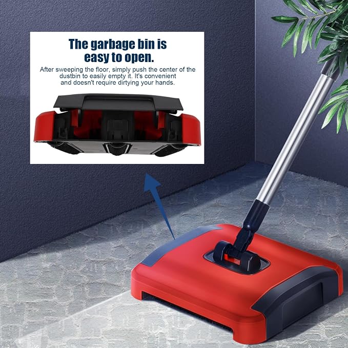 Carpet Sweeper Manual 3 Rolling Brushes Floor Sweeper Carpet Brush - Image 7
