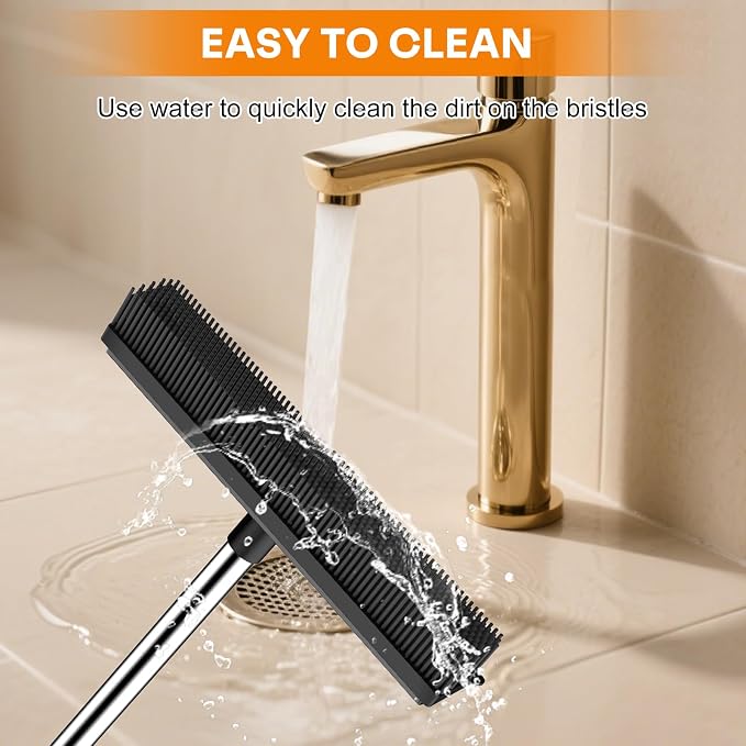 nacena Rubber Broom, 2 in 1 Pet Hair Removal Broom - Image 6