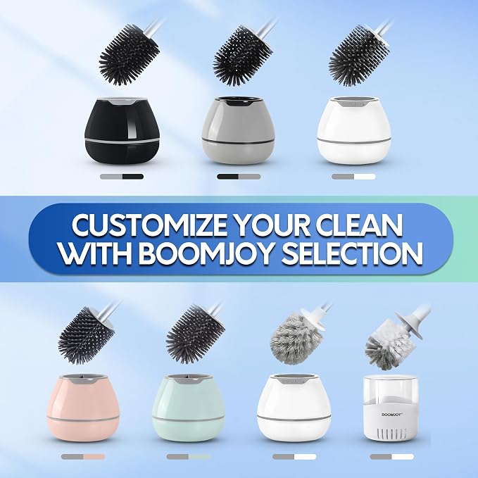 BOOMJOY Toilet Brush and Holder Set, Silicone Toilet Bowl Cleaner Brush - Image 2