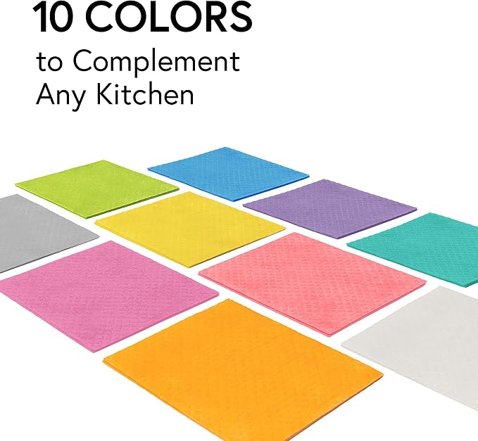 Swedish Wholesale Dishcloths Reusable 8" x 7" Sponge Cloths, Bulk 10 Pack of - Image 6