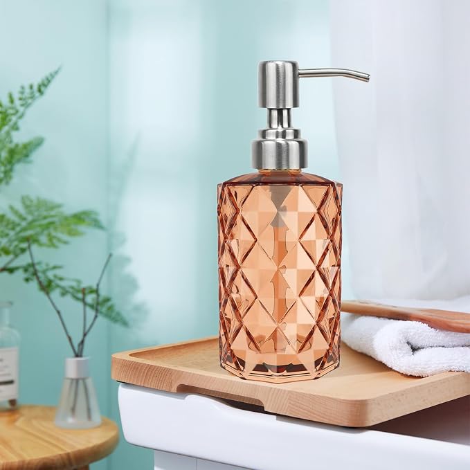 12Oz Amber Glass Soap Dispenser - Image 4