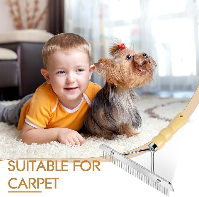 Metal Handheld Carpet Rake for Fluffy Plush, Pet Hair Removal Tool, Reusable - Image 4