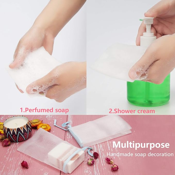 Cobahom 12 Pack Mesh Soap Bag Mesh Foaming Net Soap Sack Bags Soap Saver Pouch - Image 7