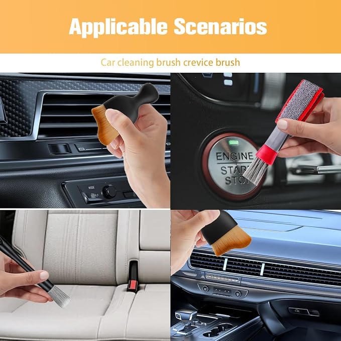4PCS Car Detailing Brush Kit, Including 1 Ultra Soft No Scratch & 3 Vent - Image 4