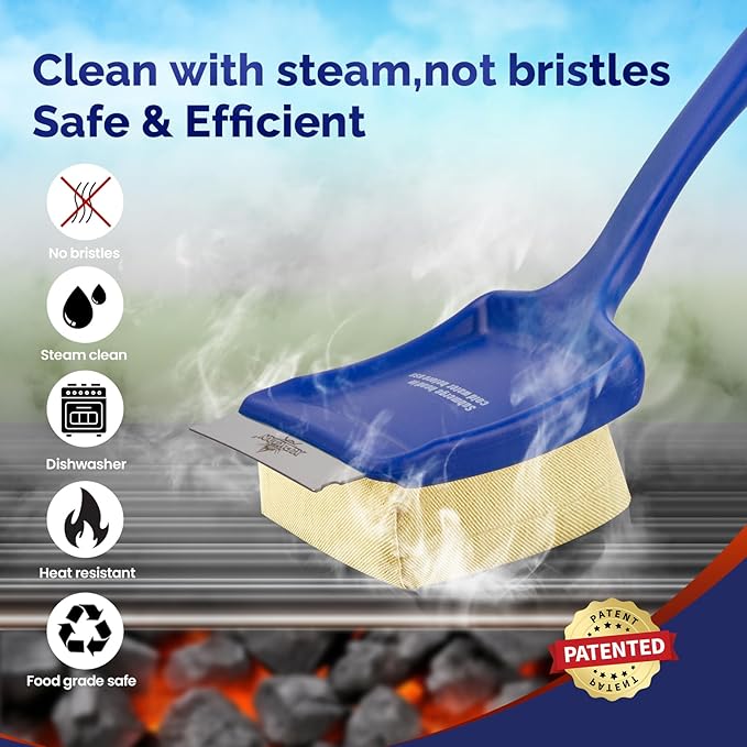 19" Large Bristle-Free Steam Grill Brush, Replaceable BBQ Cleaning Head - Image 2