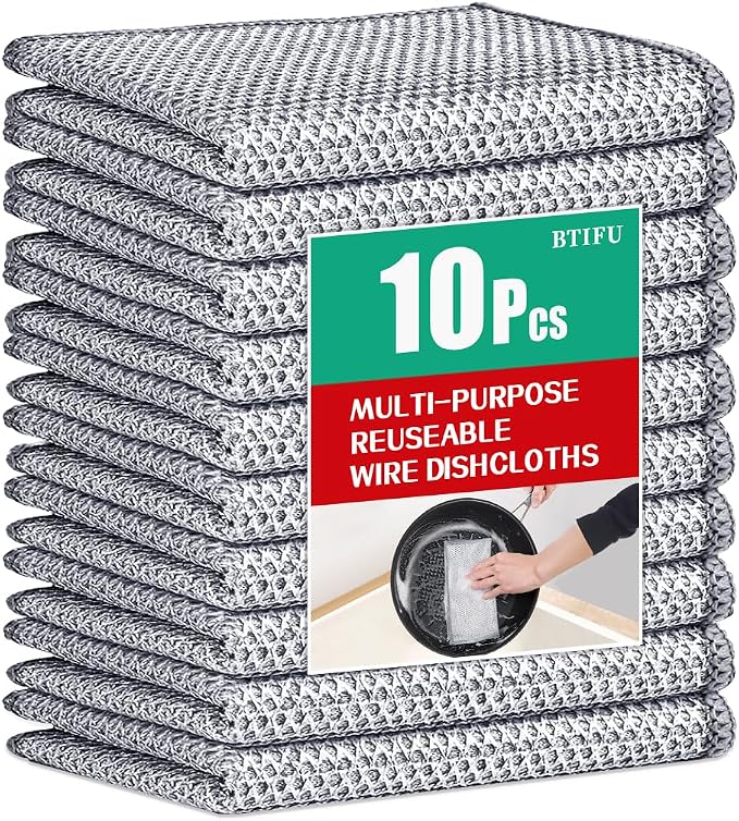 10Pcs Multipurpose Wire Dishwashing Rag, Reusable Non-Scratch Wire Dishcloth by Unknown