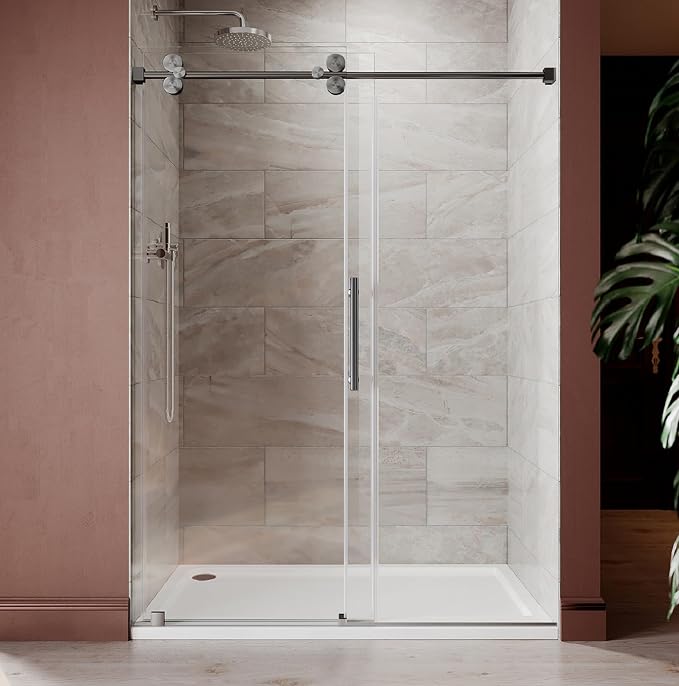 56-60 Inch x 84 Inch Sliding Frameless Shower Door, 3/8" Tempered Glass - Image 7