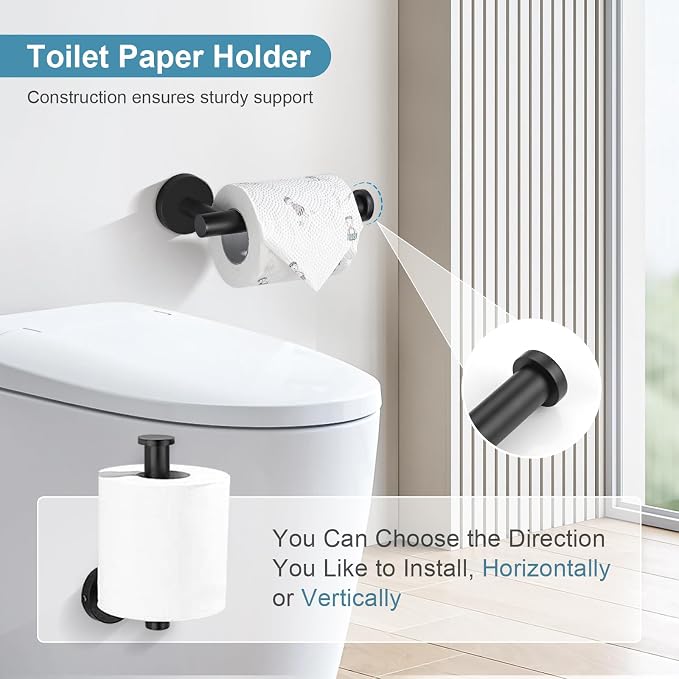 TQKAG Matte Black Bathroom Hardware Set 6-Piece Bathroom Accessory Set 23.6 - Image 5