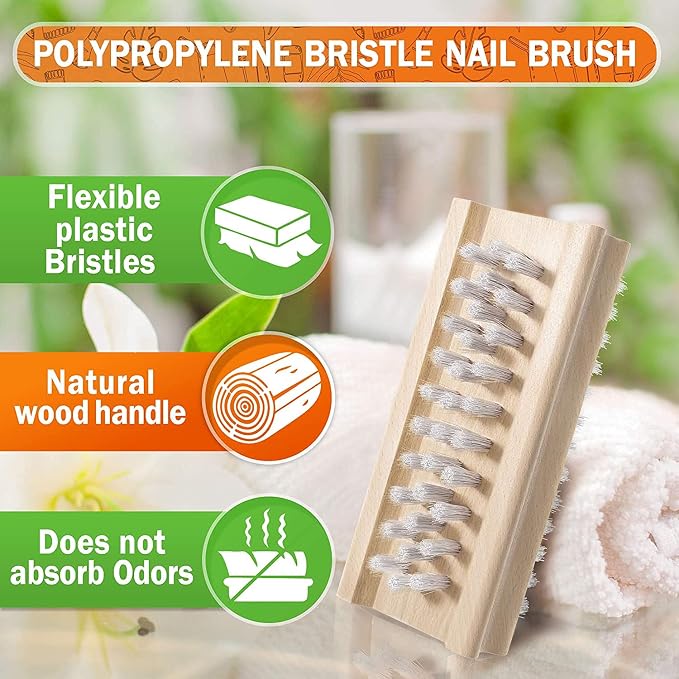 Konex Non-Slip Wooden Two-sided Hand and Nail Brush - Image 4