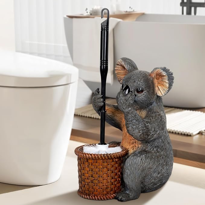 Toilet Brush Holder Set For Bathroom Super Cute Koala Base Solidly Toilet Bowl by ZQQLITE