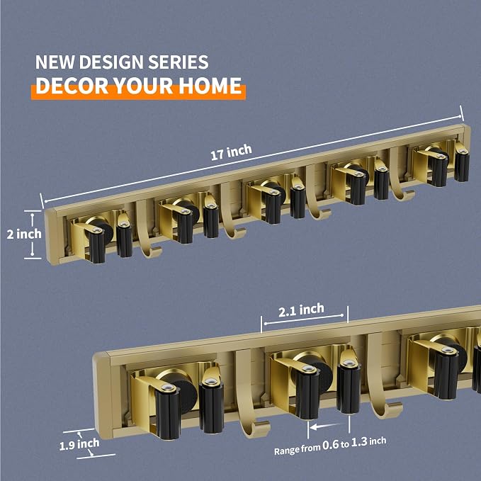 reliahom Broom Holder Wall Mount, 5 Racks - Image 6