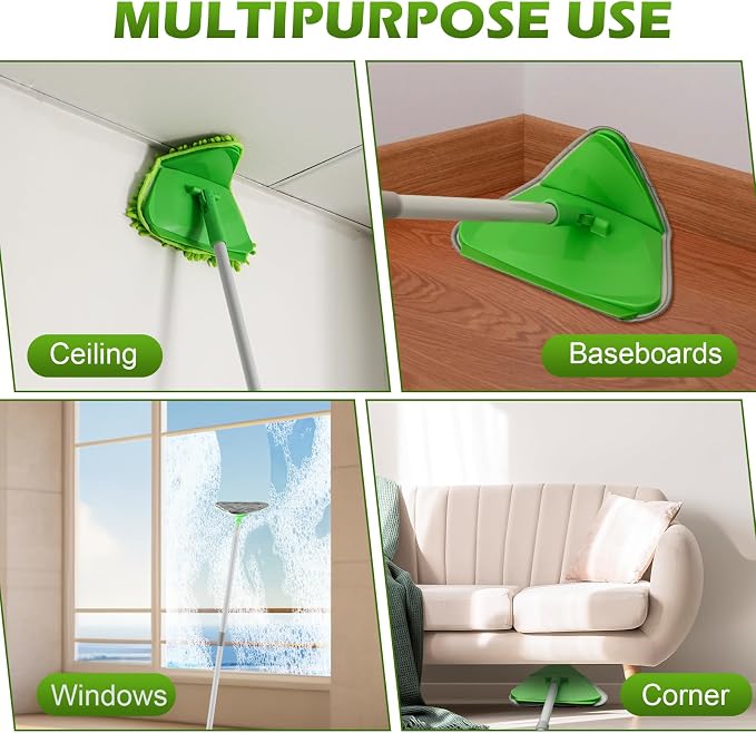 Wall Cleaner Triangle Mop with 82'' Long Handle - Image 6