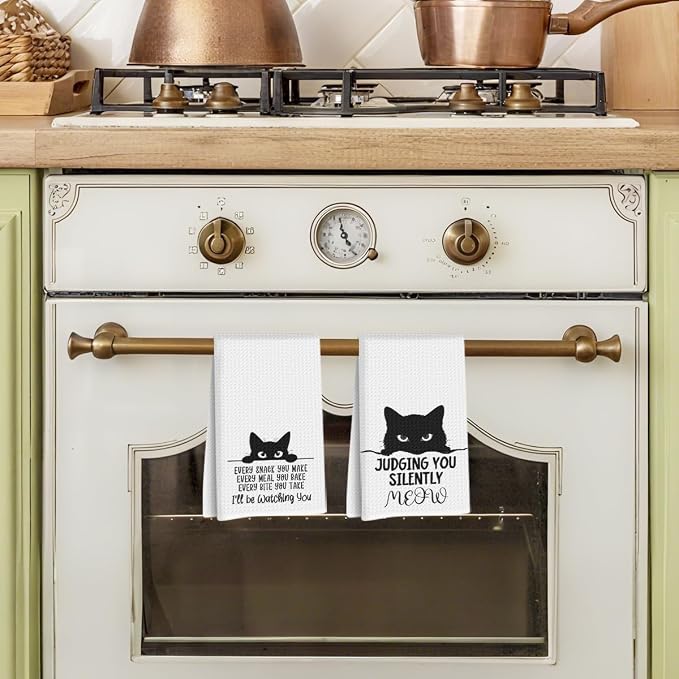 Hanamiya Na 2Pcs Funny Cat Kitchen Towels 24x14 Inch, Reusable Durable - Image 4