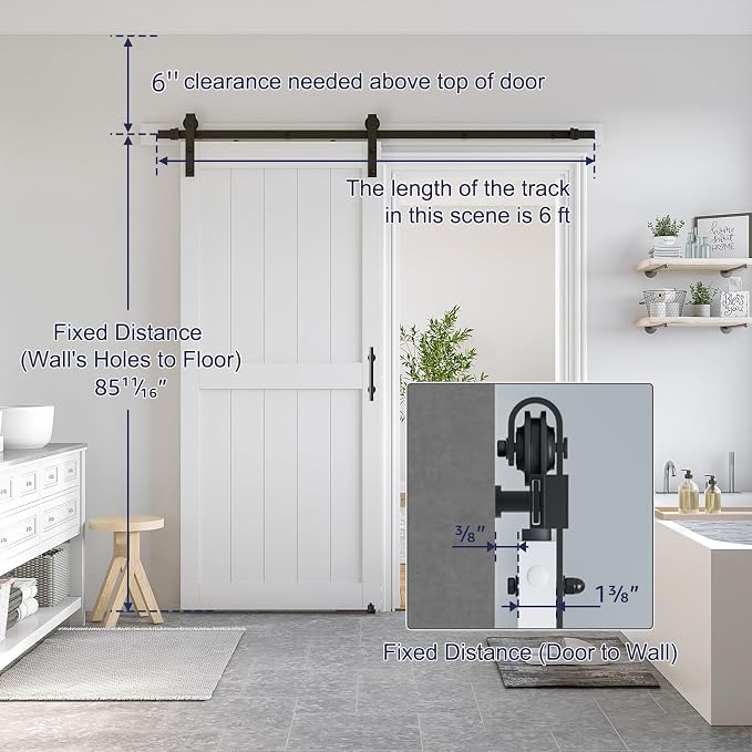 SmartStandard 34 x 84 inch White Sliding MDF Barn Door - Image 2