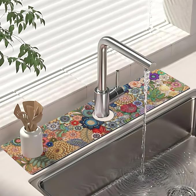 Dish Drying Mat for Kitchen Counter Matt, Super Absorbent Non-slip Rubber Backed - Image 4