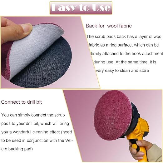 10 PCS 5 Inch 400 Grit Scrubber Scouring Pads Flocking Scuff Pads -Hoop and - Image 3