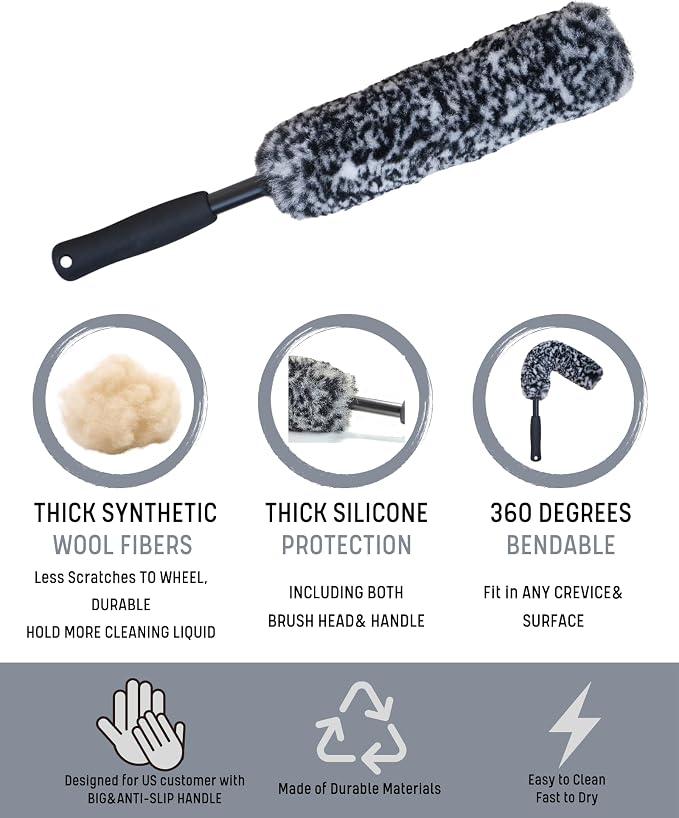 PRO Choice 4 Pack Long Handle Wheel Brush Kit - Image 6