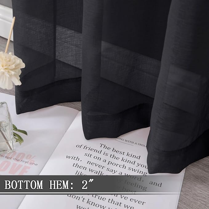 Tollpiz Short Sheer Curtains Living Room Linen Textured Curtain Sheers Light - Image 4