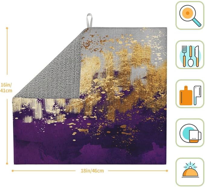 Purple Gold Abstract Art Dish Drying Mat - Image 7