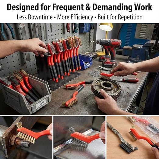6-Pack Heavy-Duty Wire Brush Set, Rust Removal & Deep Cleaning - Image 5